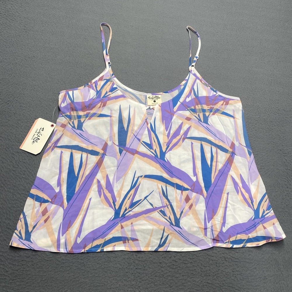 Salt Life Tank Top Womens Large Purple Floral Adjustable Strap Beach Tropical